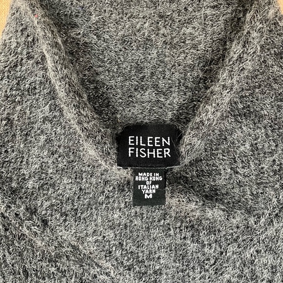 VTG Eileen Fisher Charcoal Gray Italian Yarn, Wool, Mohair Blend Sweater - Picture 3 of 6